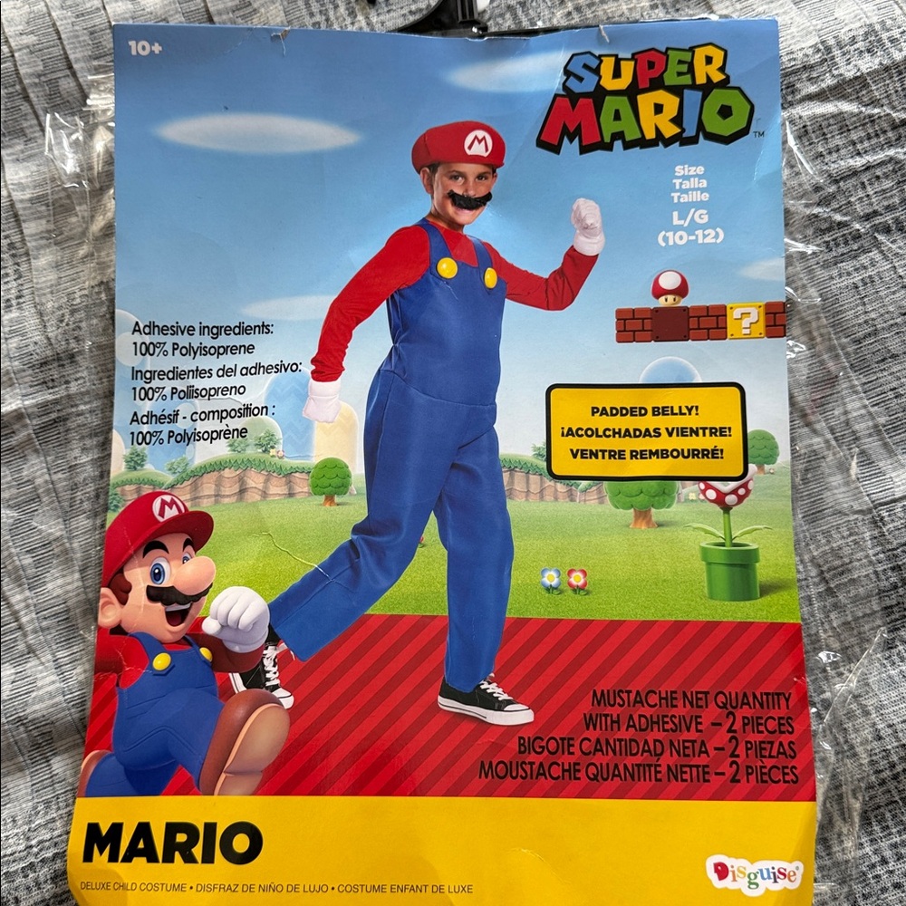Super Mario Costume - Red, Blue, and White Size 10-12